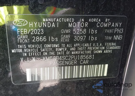 2023 Genesis G80 2.5T Awd z USA, uszkodzony, nr VIN KMTGB4SC2PU185681